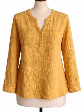 Mote by Anthropologie Women's Mustard Textured Top